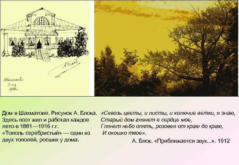 Дом в Шахматове. Рисунок А. Блока. Здесь поэт жил и работал каждое лето в