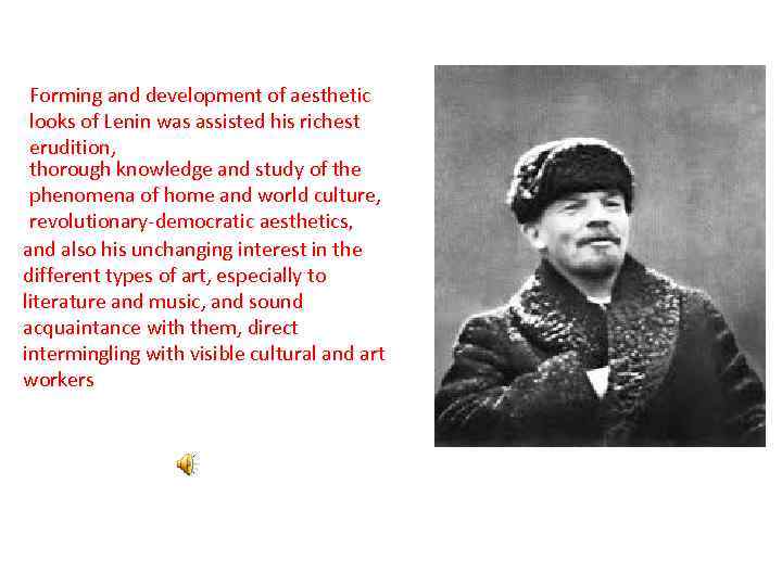 Forming and development of aesthetic looks of Lenin was assisted his richest erudition, thorough