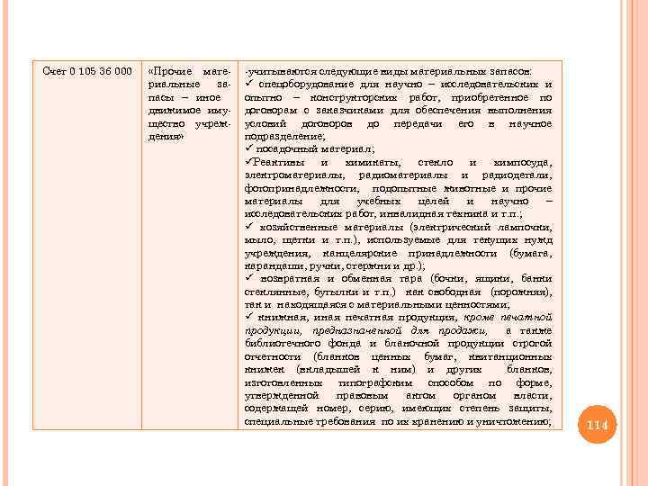 Счет 0 105 36 000 «Прочие материальные запасы – иное движимое имущество учреждения» -учитываются