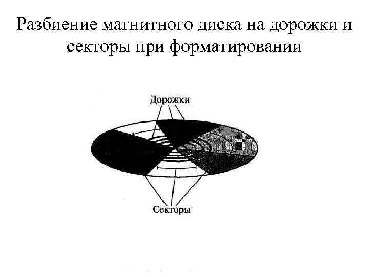 Разбиение магнитного диска на дорожки и секторы при форматировании 