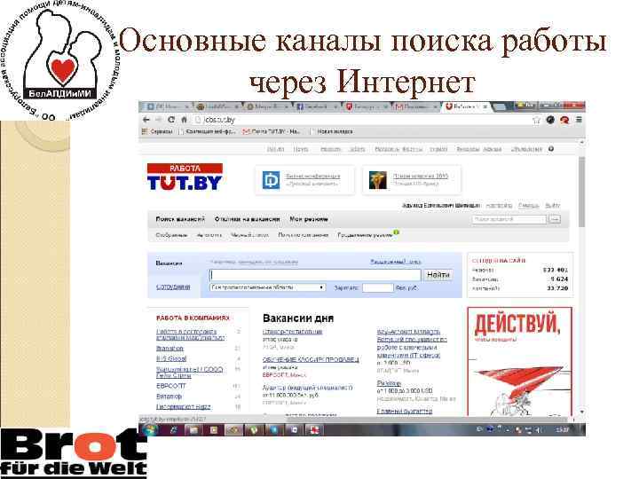 Основные каналы поиска работы через Интернет 