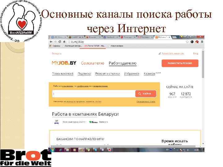 Основные каналы поиска работы через Интернет 