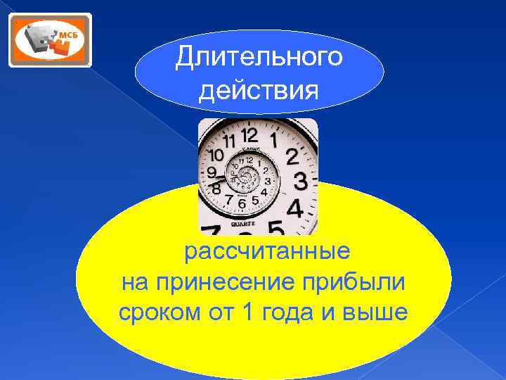 Длительного действия рассчитанные на принесение прибыли сроком от 1 года и выше 