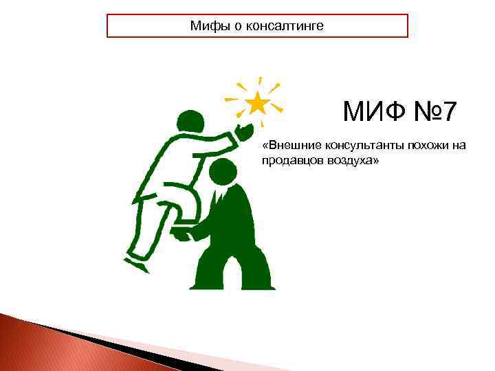 Мифы о консалтинге МИФ № 7 «Внешние консультанты похожи на продавцов воздуха» 
