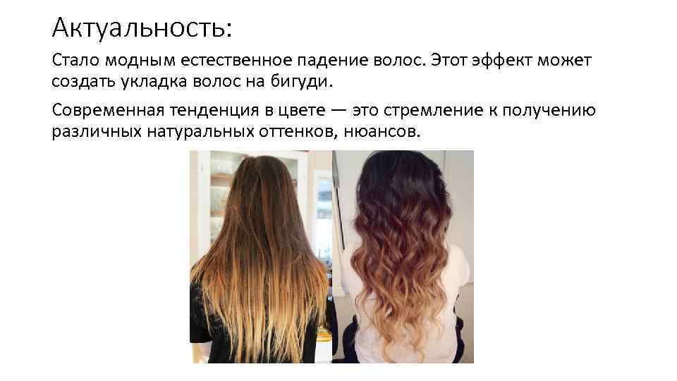 Актуальность: Стало модным естественное падение волос. Этот эффект может создать укладка волос на бигуди.