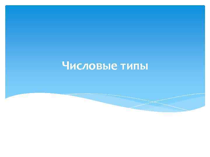 Числовые типы 