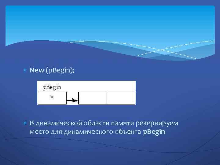  New (p. Begin); В динамической области памяти резервируем место для динамического объекта p.
