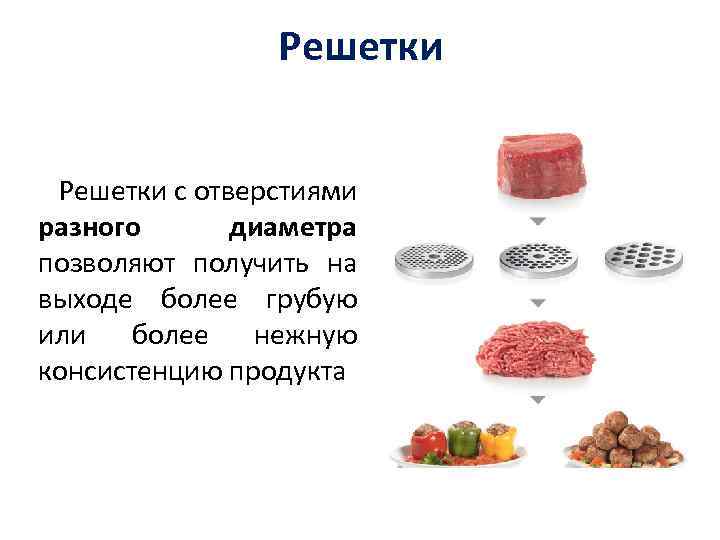 Решетки с отверстиями разного диаметра позволяют получить на выходе более грубую или более нежную