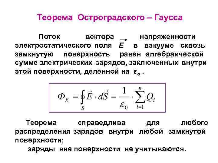 Теорема остроградского гаусса для электрического поля