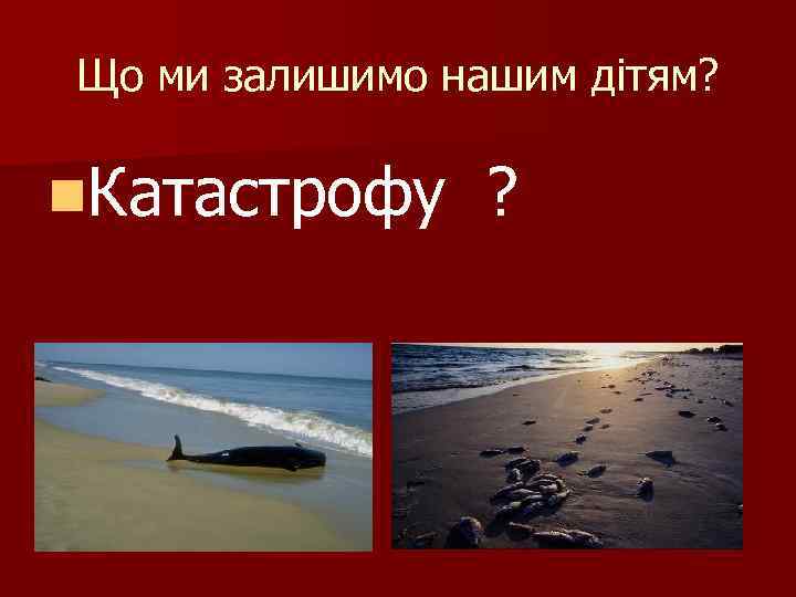 Що ми залишимо нашим дітям? n. Катастрофу ? 