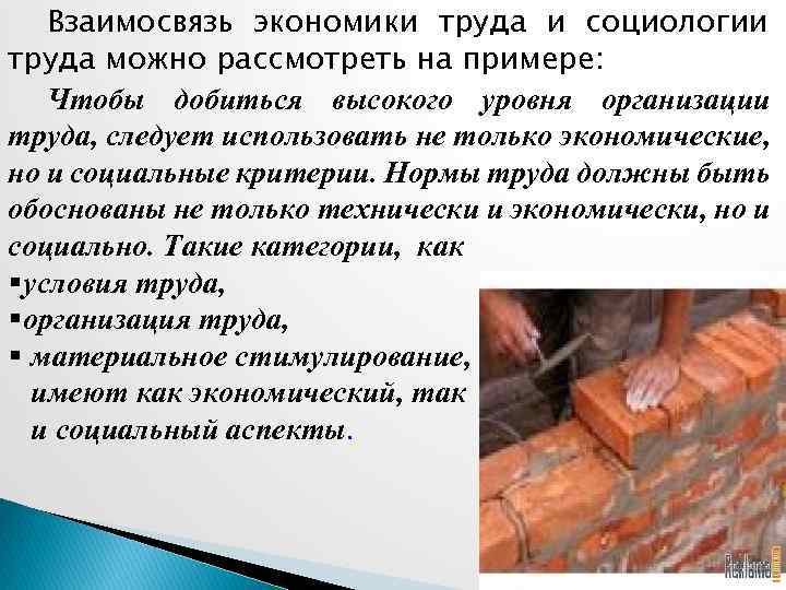 Взаимосвязь экономики труда и социологии труда можно рассмотреть на примере: Чтобы добиться высокого уровня