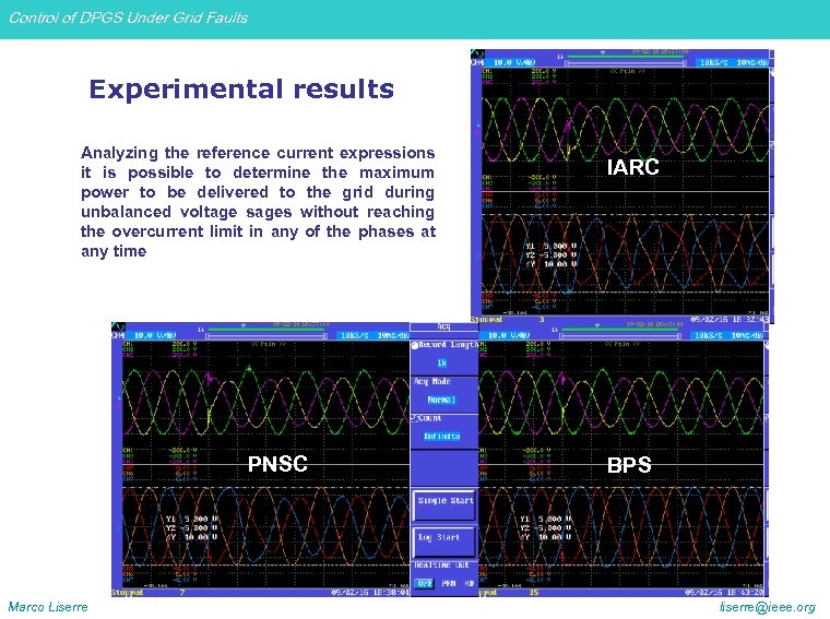 Control of DPGS Under Grid Faults Experimental results Analyzing the reference current expressions it