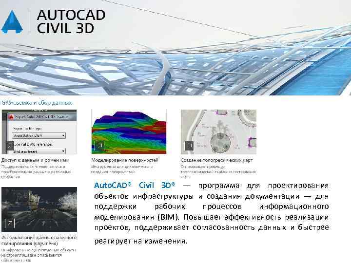 Auto. CAD® Civil 3 D® — программа для проектирования объектов инфраструктуры и создания документации