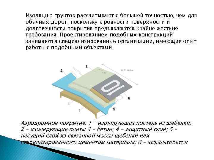 Изоляцию грунтов рассчитывают с большей точностью, чем для обычных дорог, поскольку к ровности поверхности