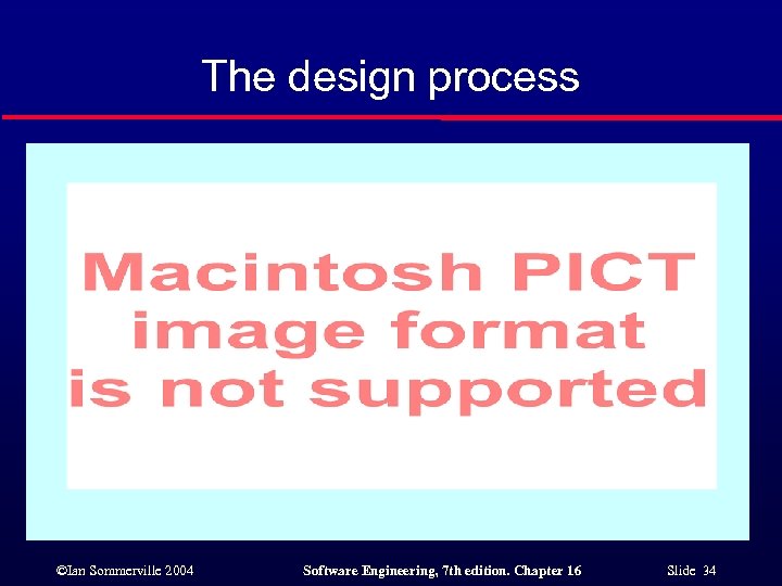 The design process ©Ian Sommerville 2004 Software Engineering, 7 th edition. Chapter 16 Slide