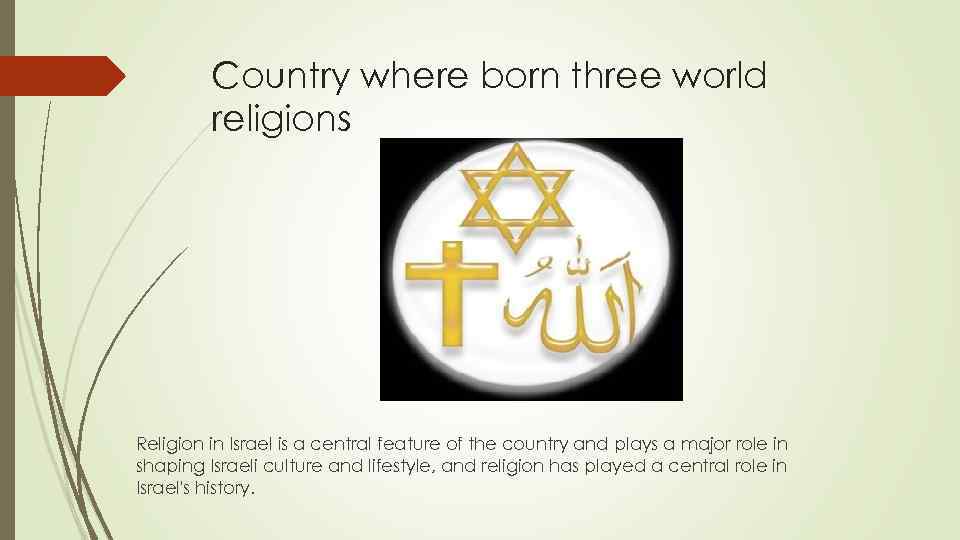 Country where born three world religions Religion in Israel is a central feature of