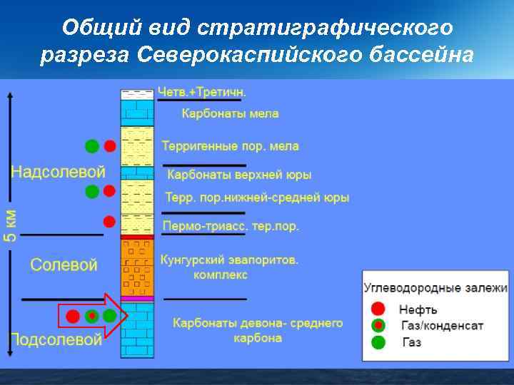 Общий вид стратиграфического разреза Северокаспийского бассейна 