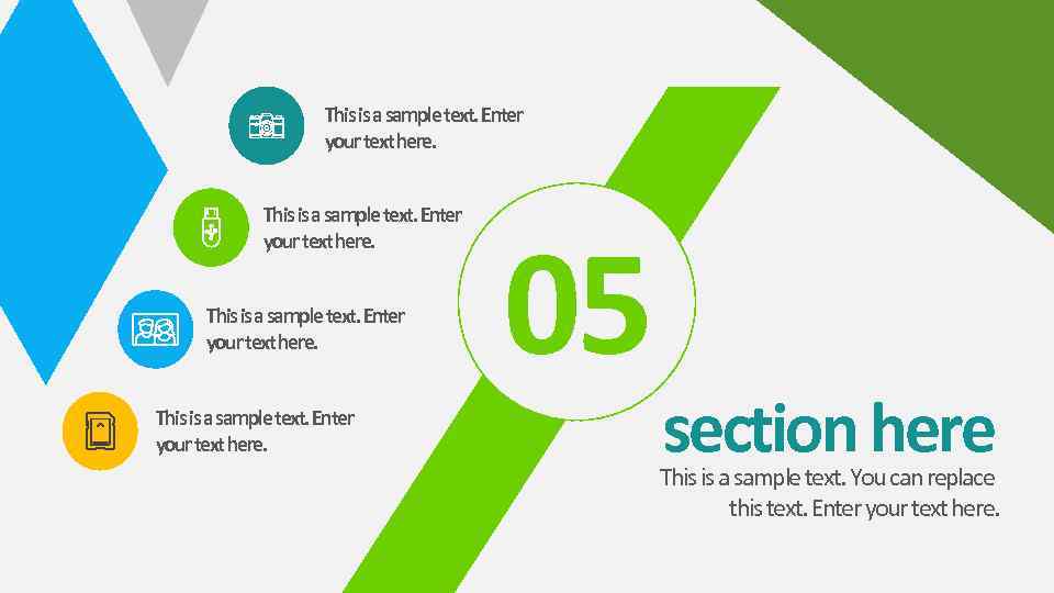 This is a sample text. Enter your text here. 05 section here This is