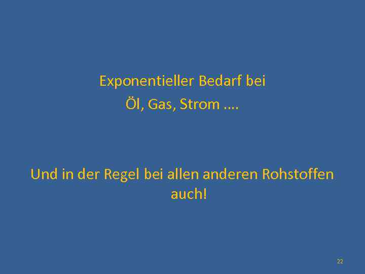 Exponentieller Bedarf bei Öl, Gas, Strom …. Und in der Regel bei allen