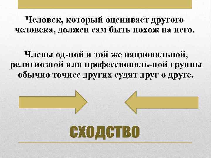 Человек, который оценивает другого человека, должен сам быть похож на него. Члены од ной