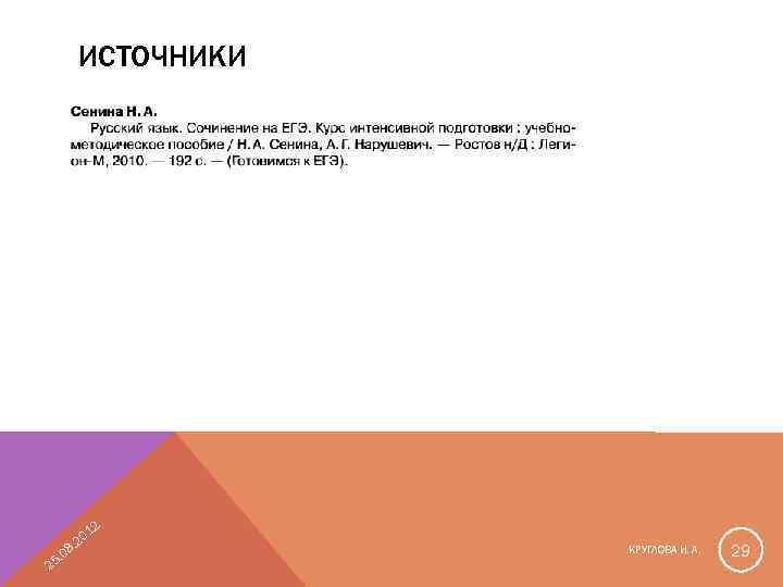 ИСТОЧНИКИ 12 08 5. 2 0. 2 КРУГЛОВА И. А. 29 