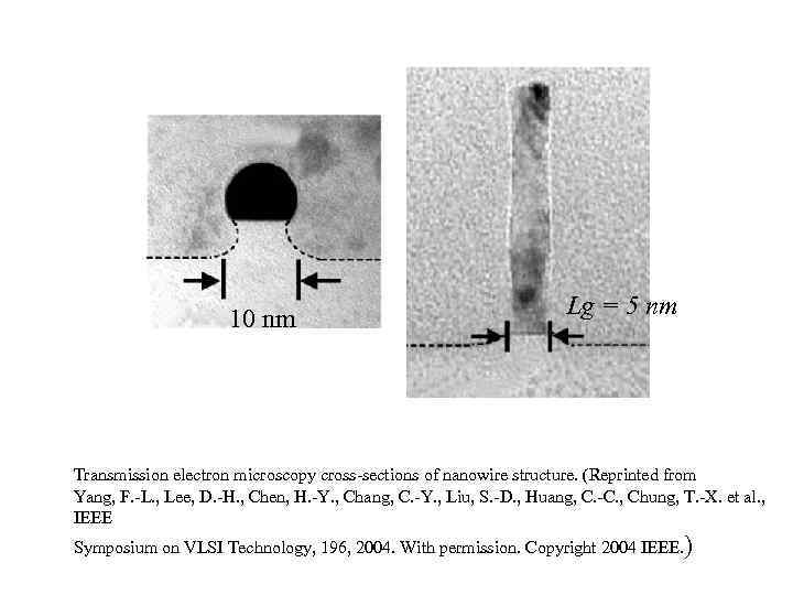 10 nm Lg = 5 nm Transmission electron microscopy cross-sections of nanowire structure. (Reprinted