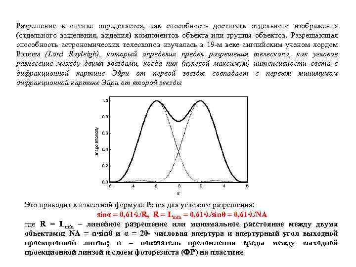 Разрешение в оптике определяется, как способность достигать отдельного изображения (отдельного выделения, видения) компонентов объекта