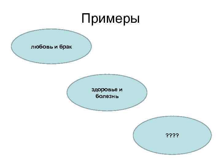 Примеры любовь и брак здоровье и болезнь ? ? 