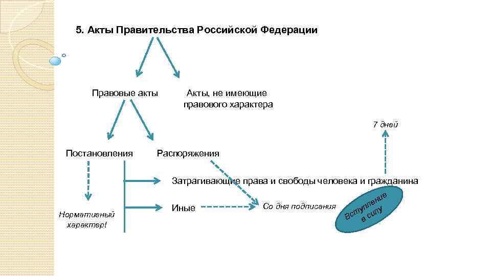 Акт имеющий нормативный характер. Конституционно-правовой статус правительства РФ.