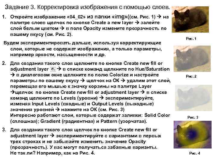 Задание 3. Корректировка изображения с помощью слоев. 1. Откройте изображение « 04_02» из папки