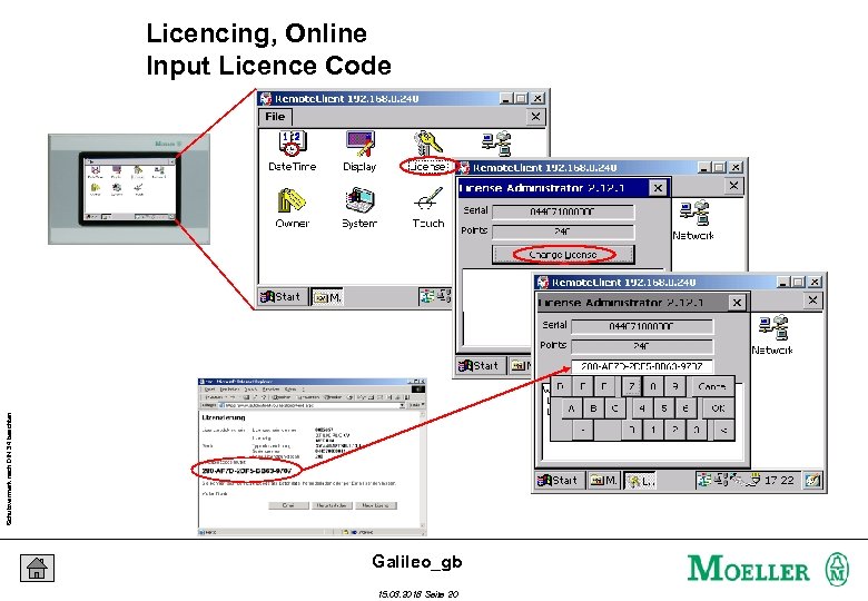 Schutzvermerk nach DIN 34 beachten Licencing, Online Input Licence Code Galileo_gb 15. 03. 2018