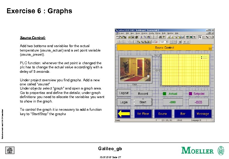 Exercise 6 : Graphs Sauna Control: Add two bottoms and variables for the actual