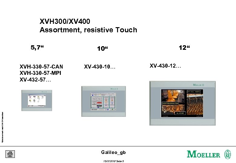 XVH 300/XV 400 Assortment, resistive Touch 5, 7“ XV-430 -10… Schutzvermerk nach DIN 34
