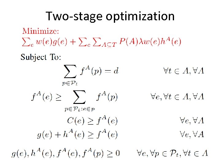 Two-stage optimization 
