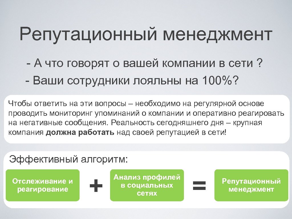 Репутационный менеджмент - А что говорят о вашей компании в сети ? - Ваши