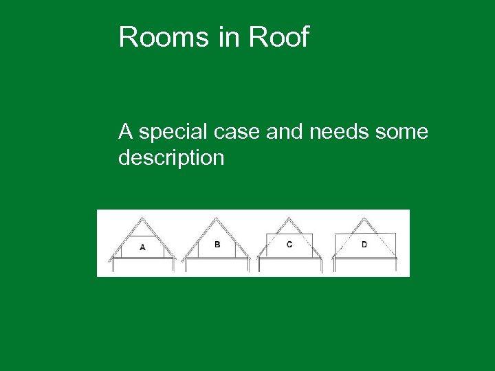 Rooms in Roof A special case and needs some description 