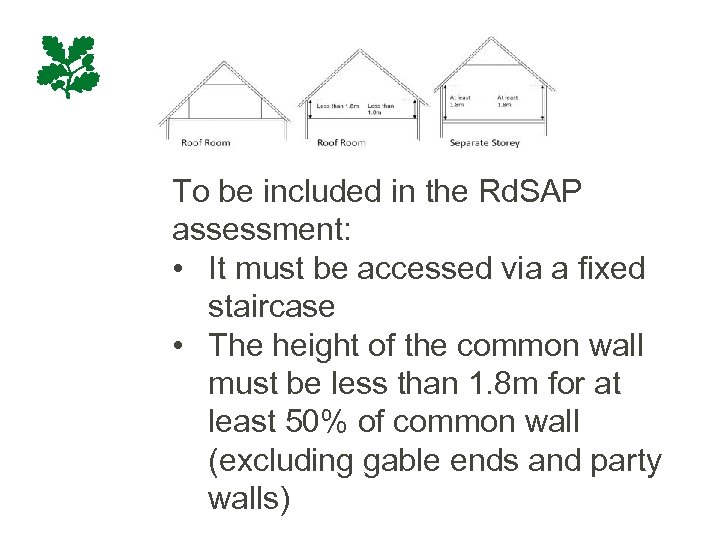 To be included in the Rd. SAP assessment: • It must be accessed via