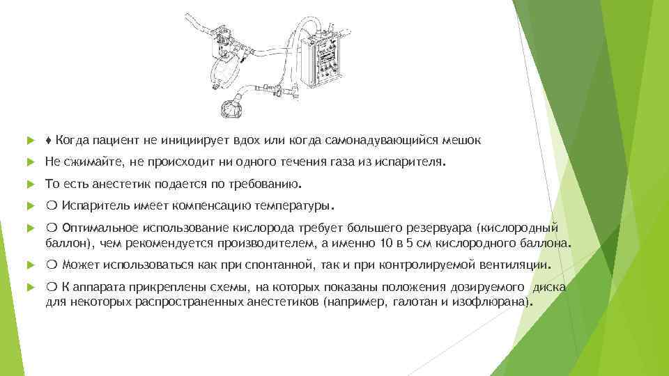  ♦ Когда пациент не инициирует вдох или когда самонадувающийся мешок Не сжимайте, не