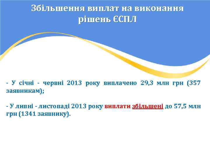 Збільшення виплат на виконання рішень ЄСПЛ - У січні - червні 2013 року виплачено