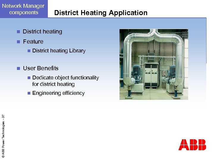 Network Manager components District Heating Application n District heating n Feature n n District