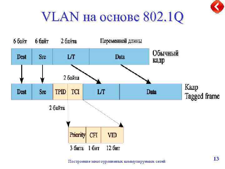 VLAN на основе 802. 1 Q Построение многоуровневых коммутируемых сетей 13 