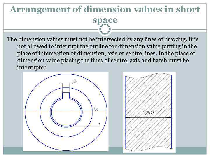 Arrangement of dimension values in short space The dimension values must not be intersected