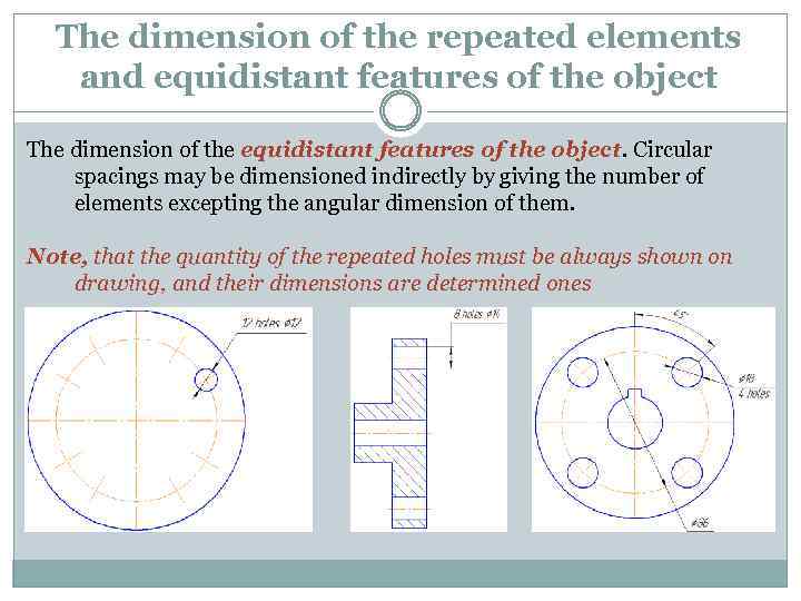The dimension of the repeated elements and equidistant features of the object The dimension
