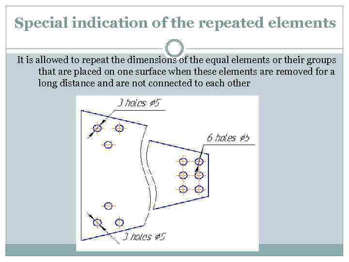 Special indication of the repeated elements It is allowed to repeat the dimensions of
