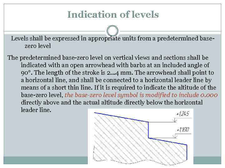 Indication of levels Levels shall be expressed in appropriate units from a predetermined basezero