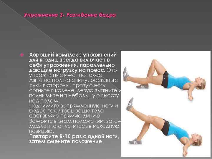 Упражнение 3 - Разгибание бедра Хороший комплекс упражнений для ягодиц всегда включает в себя