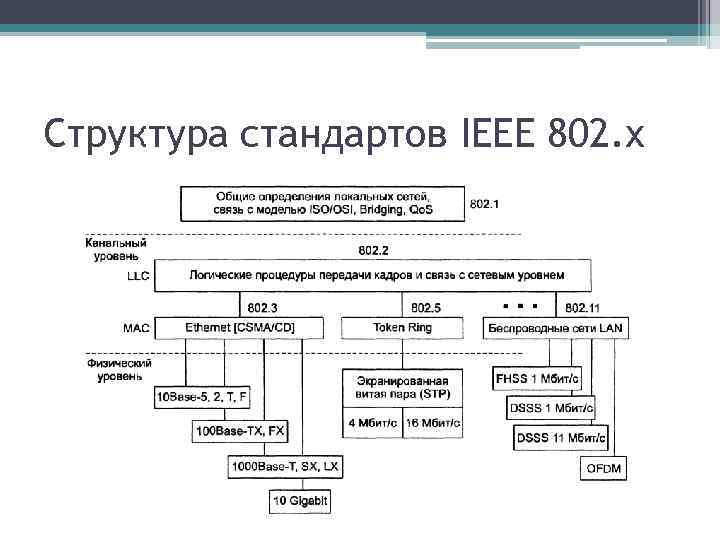 Структура стандартов IEEE 802. x 