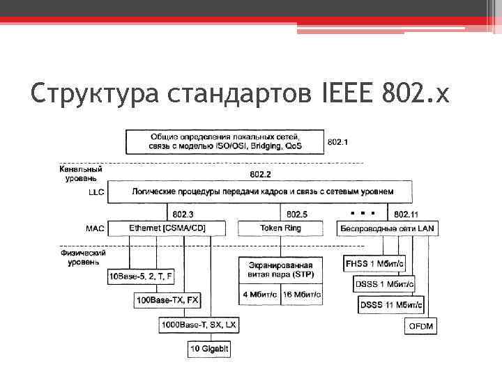 Структура стандартов IEEE 802. x 