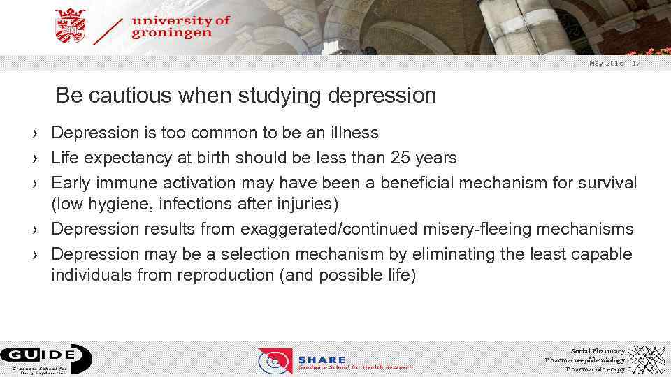 May 2016 | 17 Be cautious when studying depression › Depression is too common