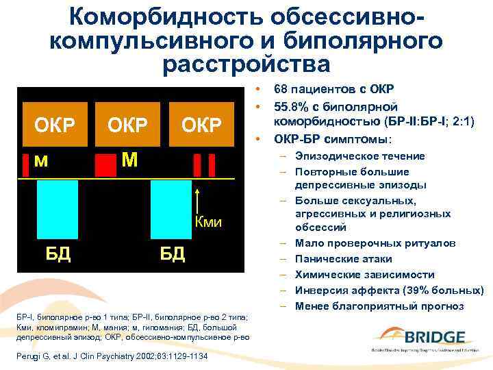 Коморбидность обсессивнокомпульсивного и биполярного расстройства • • ОКР м ОКР М Кми БД БД